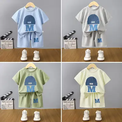 Kids M Logo T-Shirt Set Summer Lightweight Cotton