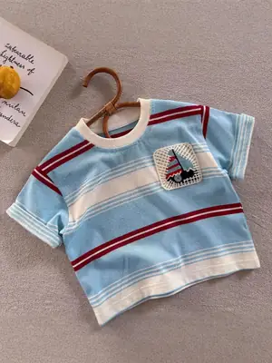 Children's Striped T-Shirt Blue Red White 2025