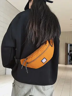 Orange Crossbody Fanny Bag for Men Women Casual Travel Mobile Bag