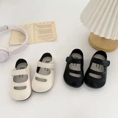 Baby Girl Princess Shoes White Black Flat Sandals