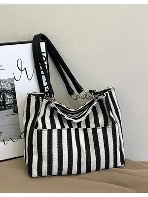 Cross-Border Korean Large Striped Tote Bag