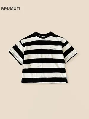 Summer Boys Crewneck Striped T-shirt Top