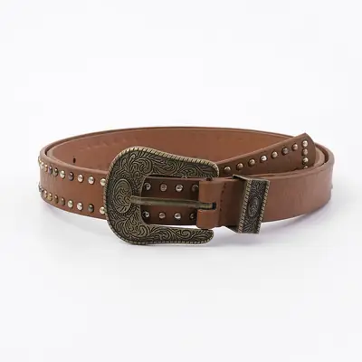 Women's Rivet Belt Brown Cross-Border Retro Style