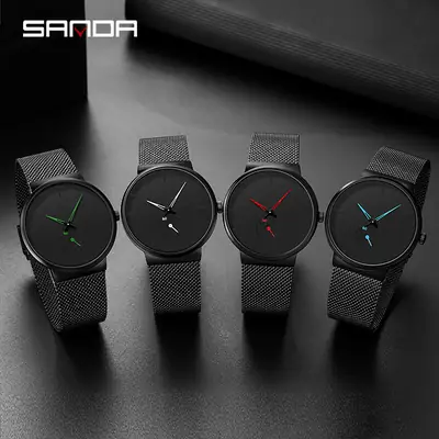Sanda Men's Black Mesh Belt Quartz Watch