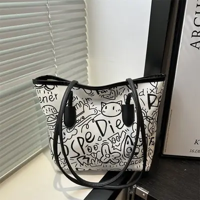 Printed Graffiti Shoulder Bag for Women 2024
