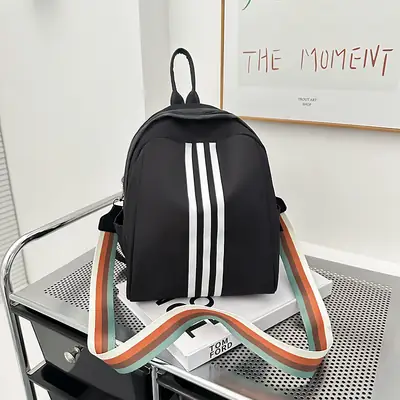 Women's Black 3-Strip Casual Crossbody Bag 2025