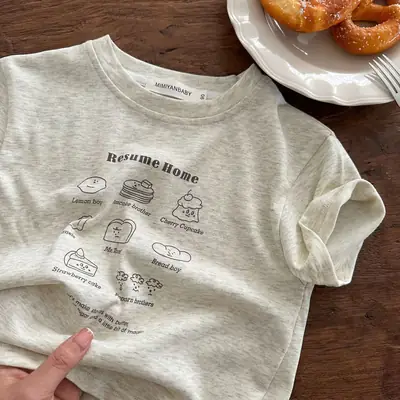 Baby T-shirt Cartoon Print Pure Cotton Summer Wear