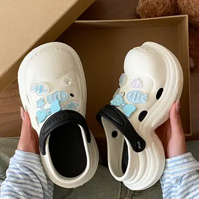 Girls Cute Fish Dot Non-Slip Eva Clogs