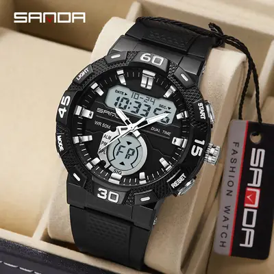Luminous Waterproof Men's Digital Watch with Dual Display