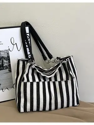 Cross-Border Korean Large Striped Tote Bag