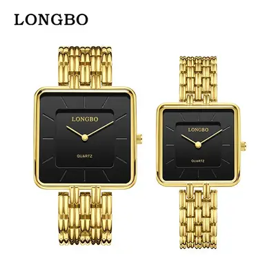 Longbo Gold Wristwatch for Men Business Luxury Fashion