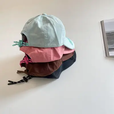 Brown Hole-Holed Baseball Cap for Kids with "Tide" Embroidery