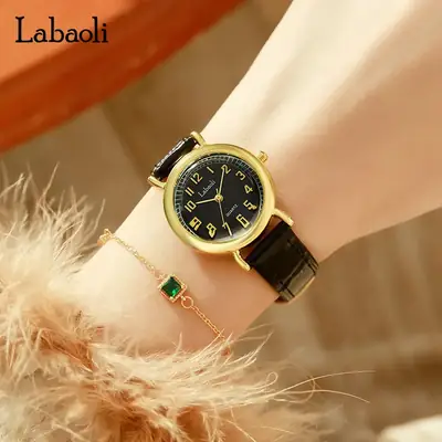 La Boli Gold Quartz Women's Watch with Green Bracelet