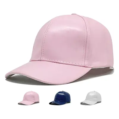 Men Navy Blue Leather Baseball Cap 111cm