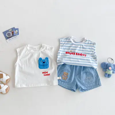 Children Striped Vest Blue White 2026 Summer