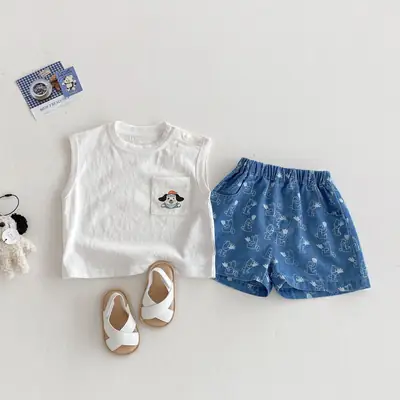 Boys Cartoon Vest & Printed Shorts Set 2025