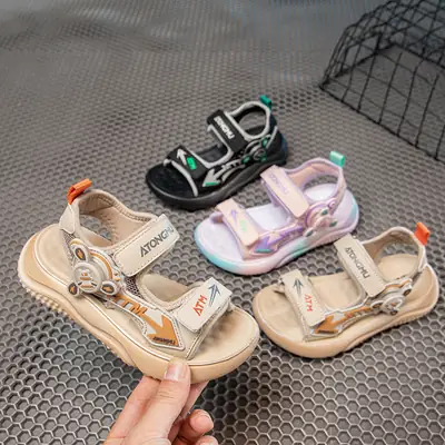 Children's Casual Sandals Summer New Non-slip Soft Sole Beach Shoes Baby Leaky Toe Sandals Girls Hollow Sandals