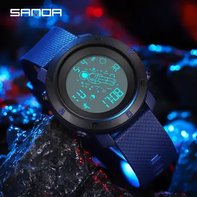 Sanda Digital Astronaut Watch Blue Strap Men Women