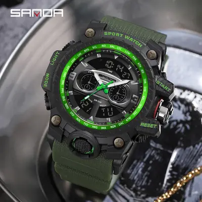 Sanda Sport Multi-Functional Green Watch for Men