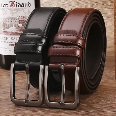 Men's Black Pin Buckle Belt High-End Pu Leather