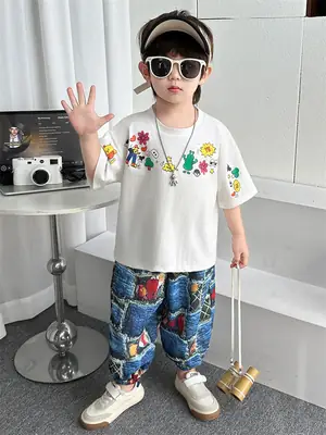 7348 Boys T-Shirt Anti-Mosquito Pants Set