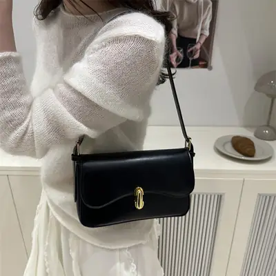 Black Korean Style Shoulder Bag for Women 2025