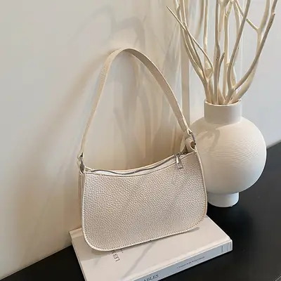 Women's Beige Embossed Shoulder Bag 2025