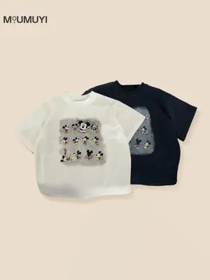 Kids 2026 Cartoon Print T-Shirt White Korean Style