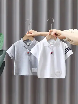8071 Boys T-Shirt White Short Sleeve Summer Kids Polo