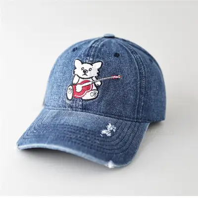Cute Cat Guitar Denim Cap for Women