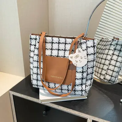 Women Plaid Tote Bag Casual Commute 2025