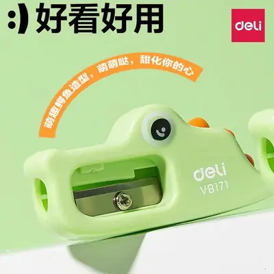 Deli Vb171 Little Crocodile Shape Pencil Sharpener for Children, Small Portable Pencil Sharpener