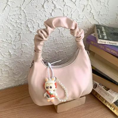 Pink Korean Style Soft Leather Shoulder Bag for Women