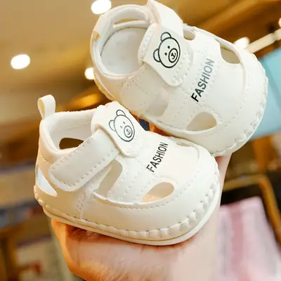 Baby Sandals White Soft Sole 0-1Yr Non-Slip