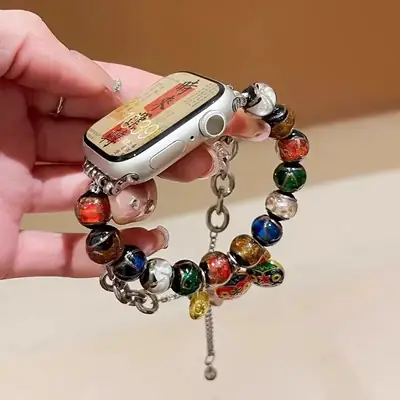 Apple Watch 9" Smart Watch with Glass Beads Strap