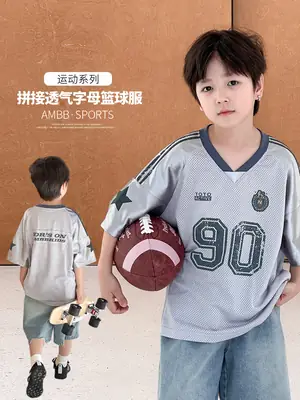 Aimo Beibei Boys Letter Patchwork T-Shirt Grey 2026