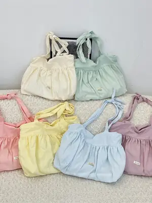 Women's Pleated Buckle Shoulder Bag Canvas Western Style