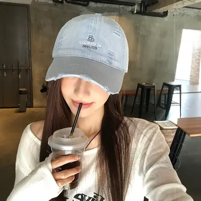 Korean Style Blue Baseball Cap for Girls 2025