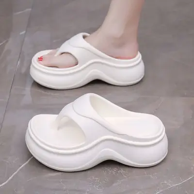 Women's White Thick Platform Slippers White