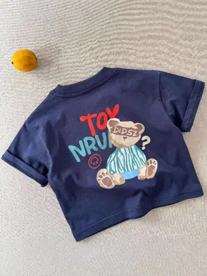 Blue Bear Printed Kids T-Shirt 2025 Summer