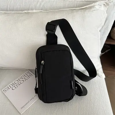 Black Mini Crossbody Shoulder Bag for Men Women