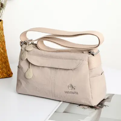 Women's Waterproof Crossbody Bag Beige Nylon 2025