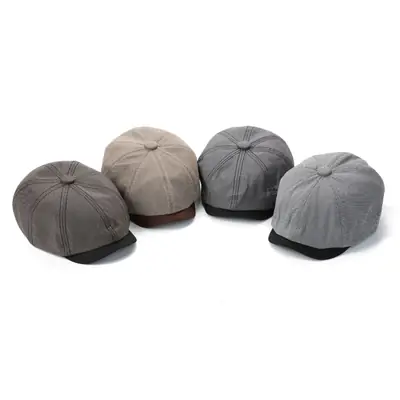 Men's Gray Duckbill Cap All Season Houndstooth Pattern