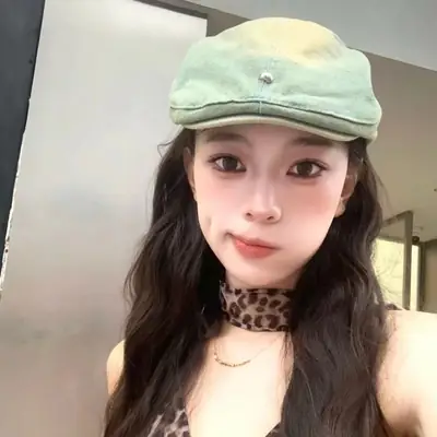 Vintage Wash Denim Rivet Beret Women's Cap