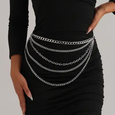 Multi Layer Metal Claw Chain Waist Belt Hip Hop Jewelry
