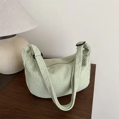 Crescent Bag 2025 New Japanese Style Pure Color Corduroy