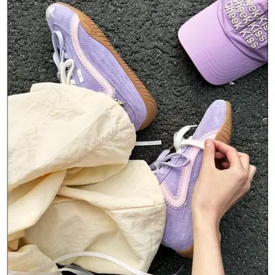 Women's Purple Retro Flat Casual Sneakers 2025