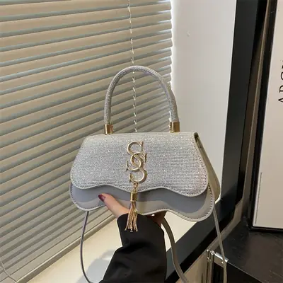 2025 Small Square Silver S-Logo Shoulder Bag for Women