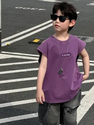 Children's Purple Sleeveless T-Shirt 2025 Summer