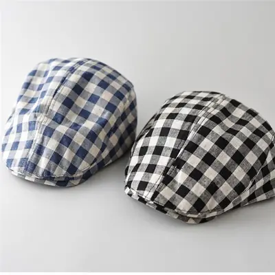 Japanese Plaid Cap for Men Women Casual Outdoor Wear